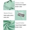 imageCOOFANDY Mens Casual Button Down Shirt Long Sleeve Linen Chambray ShirtBright Green