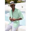 imageCOOFANDY Mens Casual Button Down Shirt Long Sleeve Linen Chambray ShirtBright Green