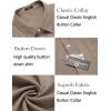 imageCOOFANDY Mens Casual Button Down Shirt Long Sleeve Linen Chambray ShirtCamel
