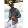 imageCOOFANDY Mens Casual Button Down Shirt Long Sleeve Linen Chambray ShirtFlecking Black