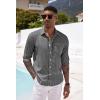 imageCOOFANDY Mens Casual Button Down Shirt Long Sleeve Linen Chambray ShirtFlecking Black