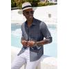 imageCOOFANDY Mens Casual Button Down Shirt Long Sleeve Linen Chambray ShirtFlecking Blue