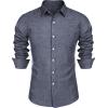 imageCOOFANDY Mens Casual Button Down Shirt Long Sleeve Linen Chambray ShirtFlecking Blue
