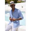 imageCOOFANDY Mens Casual Button Down Shirt Long Sleeve Linen Chambray ShirtLight Blue