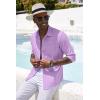imageCOOFANDY Mens Casual Button Down Shirt Long Sleeve Linen Chambray ShirtPurple