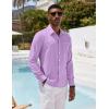 imageCOOFANDY Mens Casual Button Down Shirt Long Sleeve Linen Chambray ShirtPurple