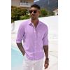 imageCOOFANDY Mens Casual Button Down Shirt Long Sleeve Linen Chambray ShirtPurple
