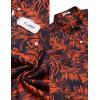 imageCOOFANDY Mens Casual Button Down Shirt Long Sleeve Linen Chambray ShirtRed Printed Leaves