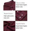 imageCOOFANDY Mens Casual Button Down Shirt Long Sleeve Linen Chambray ShirtWine Red