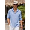 imageCOOFANDY Mens Casual Button Down Shirt Long Sleeve Untucked Chambray Shirt Wrinkle Free Dress ShirtsAndromeda Blue