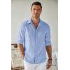 imageCOOFANDY Mens Casual Button Down Shirt Long Sleeve Untucked Chambray Shirt Wrinkle Free Dress ShirtsAndromeda Blue