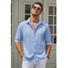 imageCOOFANDY Mens Casual Button Down Shirt Long Sleeve Untucked Chambray Shirt Wrinkle Free Dress ShirtsAndromeda Blue