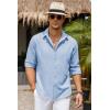 imageCOOFANDY Mens Casual Button Down Shirt Long Sleeve Untucked Chambray Shirt Wrinkle Free Dress ShirtsAngel Falls
