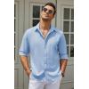 imageCOOFANDY Mens Casual Button Down Shirt Long Sleeve Untucked Chambray Shirt Wrinkle Free Dress ShirtsAngel Falls