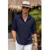 imageCOOFANDY Mens Casual Button Down Shirt Long Sleeve Untucked Chambray Shirt Wrinkle Free Dress ShirtsBlack Iris