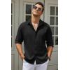 imageCOOFANDY Mens Casual Button Down Shirt Long Sleeve Untucked Chambray Shirt Wrinkle Free Dress ShirtsBlack Onyx