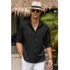 imageCOOFANDY Mens Casual Button Down Shirt Long Sleeve Untucked Chambray Shirt Wrinkle Free Dress ShirtsBlack Onyx