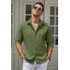 imageCOOFANDY Mens Casual Button Down Shirt Long Sleeve Untucked Chambray Shirt Wrinkle Free Dress ShirtsChive