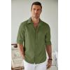 imageCOOFANDY Mens Casual Button Down Shirt Long Sleeve Untucked Chambray Shirt Wrinkle Free Dress ShirtsChive