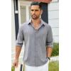 imageCOOFANDY Mens Casual Button Down Shirt Long Sleeve Untucked Chambray Shirt Wrinkle Free Dress ShirtsGranite Gray