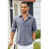 imageCOOFANDY Mens Casual Button Down Shirt Long Sleeve Untucked Chambray Shirt Wrinkle Free Dress ShirtsMedieval Blue