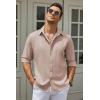 imageCOOFANDY Mens Casual Button Down Shirt Long Sleeve Untucked Chambray Shirt Wrinkle Free Dress ShirtsSesame