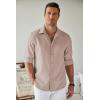 imageCOOFANDY Mens Casual Button Down Shirt Long Sleeve Untucked Chambray Shirt Wrinkle Free Dress ShirtsSesame