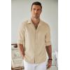 imageCOOFANDY Mens Casual Button Down Shirt Long Sleeve Untucked Chambray Shirt Wrinkle Free Dress ShirtsShortbread