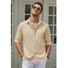 imageCOOFANDY Mens Casual Button Down Shirt Long Sleeve Untucked Chambray Shirt Wrinkle Free Dress ShirtsShortbread