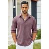 imageCOOFANDY Mens Casual Button Down Shirt Long Sleeve Untucked Chambray Shirt Wrinkle Free Dress ShirtsTawny Port