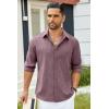 imageCOOFANDY Mens Casual Button Down Shirt Long Sleeve Untucked Chambray Shirt Wrinkle Free Dress ShirtsTawny Port