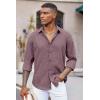 imageCOOFANDY Mens Casual Button Down Shirt Long Sleeve Untucked Chambray Shirt Wrinkle Free Dress ShirtsTawny Port