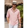 imageCOOFANDY Mens Casual Button Down Shirt Long Sleeve Untucked Chambray Shirt Wrinkle Free Dress ShirtsVeiled Rose