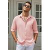 imageCOOFANDY Mens Casual Button Down Shirt Long Sleeve Untucked Chambray Shirt Wrinkle Free Dress ShirtsVeiled Rose