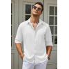 imageCOOFANDY Mens Casual Button Down Shirt Long Sleeve Untucked Chambray Shirt Wrinkle Free Dress ShirtsWhite