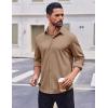 imageCOOFANDY Mens Casual Button Down Shirt Long Sleeve Wrinkle Free Shirts Stretch Dress ShirtKhaki