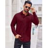 imageCOOFANDY Mens Casual Button Down Shirt Long Sleeve Wrinkle Free Shirts Stretch Dress ShirtWine Red