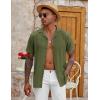 imageCOOFANDY Mens Casual Button Down Shirt Short Sleeve Textured Summer Cuban Beach ShirtsArmy Green