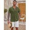 imageCOOFANDY Mens Casual Button Down Shirt Short Sleeve Textured Summer Cuban Beach ShirtsArmy Green