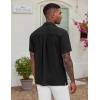 imageCOOFANDY Mens Casual Button Down Shirt Short Sleeve Textured Summer Cuban Beach ShirtsBlack