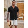 imageCOOFANDY Mens Casual Button Down Shirt Short Sleeve Textured Summer Cuban Beach ShirtsBlack