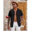 imageCOOFANDY Mens Casual Button Down Shirt Short Sleeve Textured Summer Cuban Beach ShirtsBlack