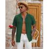 imageCOOFANDY Mens Casual Button Down Shirt Short Sleeve Textured Summer Cuban Beach ShirtsBright Green