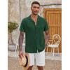 imageCOOFANDY Mens Casual Button Down Shirt Short Sleeve Textured Summer Cuban Beach ShirtsBright Green