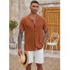 imageCOOFANDY Mens Casual Button Down Shirt Short Sleeve Textured Summer Cuban Beach ShirtsBrown