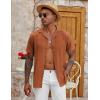 imageCOOFANDY Mens Casual Button Down Shirt Short Sleeve Textured Summer Cuban Beach ShirtsBrown