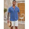 imageCOOFANDY Mens Casual Button Down Shirt Short Sleeve Textured Summer Cuban Beach ShirtsDark Blue