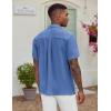 imageCOOFANDY Mens Casual Button Down Shirt Short Sleeve Textured Summer Cuban Beach ShirtsDark Blue