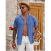 imageCOOFANDY Mens Casual Button Down Shirt Short Sleeve Textured Summer Cuban Beach ShirtsDark Blue