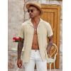 imageCOOFANDY Mens Casual Button Down Shirt Short Sleeve Textured Summer Cuban Beach ShirtsKhaki